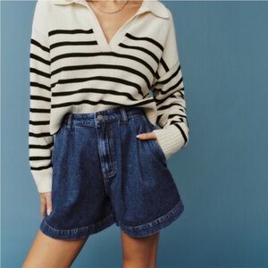 Reformation Francis High Rise Pleated Denim Shorts Womens 28 Baggy Loose Pocket